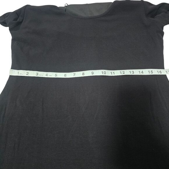 Rachel Zoe -1205 Scoop Neck Midi Length Ribbed Lined Dress in Black Size XL - Picture 7 of 8